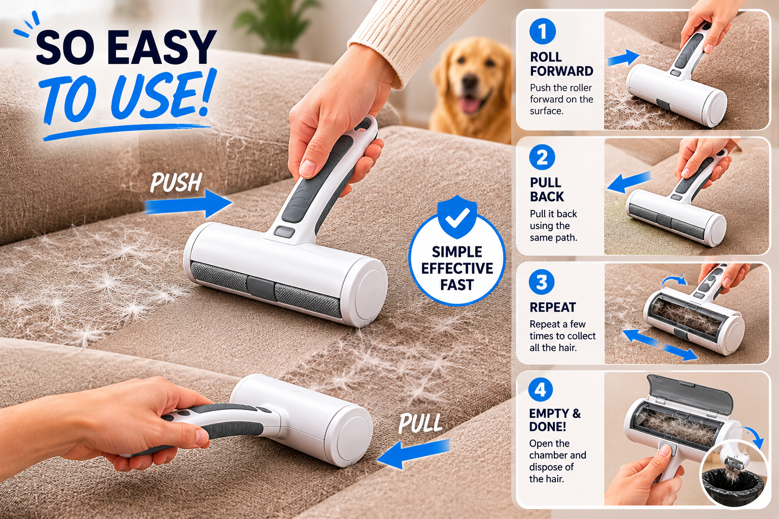 FurGone Pro™ - Reusable Pet Hair Removal Roller